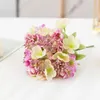 Fleurs décoratives Fleur artificielle Multi Head Pink Silk Tea and Fruits DIY Home Garden Weddi