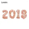 Party Decoration 4pcs/lot 16inch Foil Ballon Gold/Silver/Blue/Pink Number "2024" Balloon Happy Year Decor Celebration Supplies