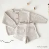 Ensembles de vêtements 0 à 4 ans Girls Treot Suit Fashion Bébé garçons filles Girls Vêtements Winter Tricot Cardigan + Pp Shorts Boîtes Boîtes Infant