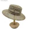 Chapeaux à bord large chapeau seau 2023 Nouveau chapeau de paille de saumure naturelle naturelle Hat à main