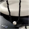 Pendant Necklaces Fashion Jewelry Vintage Temperament Black Glass Beads Necklace For Women Girl Party Gifts Simply Design Accessories Ot0Ez