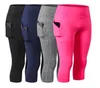 Femmes Capri pour Sport High Slim Taist Pocket Pocket Leggings 34 Yoga Compression Running Colls Pantalon Gym Fitness Vêtements Sportswear2585885