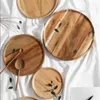 Tabliczki okrągłe taca naczynia drewniana drewniana płyta wyświetlacza stałe drewniane tacki do serwowania miski stołowej suchy bar kuchenny