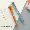 10/100 PCS Multicolor Ballpoint Fun Pens 0,5 mm 6-in-1 Regenboog Intrekbare pennen Kids Office School Supplies Studenten Stationair