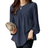 Women's T Shirts 2024Women's Korean Fashion Long Sleeve Women Blouse Spring ONeck Elegant Work Shirt Casual Stylish Tunic Tops Solid Loose