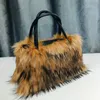 Other Bags Totes Luxury Plush Faux Fur Handbag - Y2K Sparkling Chic Lightweight with Stripe Design Secure Zip Closure