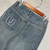 Lettera adesiva laterale di jeans designer femminile display alti e magri pantaloni di denim dritta stretta pantaloni femminile rv38