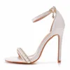 Chaussures habillées Crystal Queen Femmes Gladiateur sandales sexy White String perle High Heels Summer Party Buckles Pumps H240409 Jaui