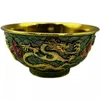 Dekorative Figuren Retro Cloisonne Gold Plated Double Dragon Bowl Home Dekoration