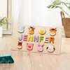 Personligt namnpussel med djur Cow Rabbit Sheep Tood Toys for Baby Toddler Kids Christmas Gifts 240401