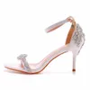 Обувь обувь Crystal Queen Summer Women Sandals Sexy Bridal Wedding 7 см. Высокие каблуки Lday Pumps Peep Toe water Stiletto H240409