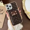 Étui de téléphone de concepteur Luxury Old Flower Leather iPhone Case pour iPhone 15 14 13 12 Pro Max 15 Pro 14 Pro 13 Beau support de carte de cartes crossbody Couverture mobile