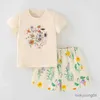 衣類セット100％コットンチルドレン衣類スーツ幼児児童女の子の花半袖Tシャツショーツパンツ衣装女の女の子の服セット