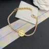 Fashion Designer Gold Curb Curb Collane a ciondolo marca a doppia lettera a catena geometrica bracciale bracciale da bracciale da bracciale da donna