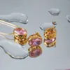 Studörhängen uworld 18k guld färg rostfritt stål zirkon oval ihålig inlagd högkvalitativ textur mode stilfulla smycken