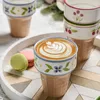 Cups Saucers Creative Ceramic Ice Cream Cup Container Pudding Tulip Printed Dessert Coffee Juice Water 240ML