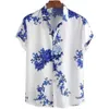 Mäns casual skjortor 2023 Summer Mens Floral Chinese Style Shirt Short Sleeve Hawaiian Shirts For Men Plus Size Snabb torrtoppar Tee Shirt Man Camisa 240409