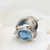 Authentic 925 Sterling Silver Pendant Lady Cameo Retro Style Silver Inlaid Blue Agate Pendant Concise Trendy Jewelry Gift