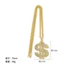 Jewelry Hip Hop Gold Chain US Dollar Symbol Necklace Mens and Womens US Dollar Symbol Diamond Pendant