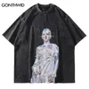 T-shirt oversize in difficoltà Streetwear Hip Hop Hop robot vintage Tshirt con stampa grafica da uomo harajuku Casuals a maniche corta camicie 240328