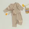 Ensemble de vêtements Baby Girl Boy Boy Fall Cotton Linn Vêtements à manches longues Kimono Tops and Pantal