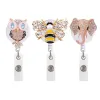 Metall Diamond Elephant Owl Biene Retractable Badge Clip mit einer Rolle Easy Pull ID -Kartenhalter Tag Clip Lanyards Schlüsselbund für Frauen