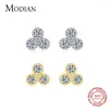 Boucles d'oreilles MODIAN 925 STERLING SIMPLE SIMPLE ROND STIMING CARY CZ Tiny Small For Women Wedding Jewelry Gift Brincos
