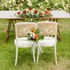 2PCS / Set Burlap M. Mme Chair Bannine Romantic Hanging Chair Sign Flag Rustic Khaki Wedding Party Photo Prop