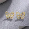 Brincos de garanhão GRA 18K ouro pequeno Butterfly fofo para mulheres Presente Real 925 SERLING SIER ORIGINAL DE HAVIA PARA FELE