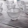 Koppar tefat japanska hamrade glas te kopp med gyllene fälgkristall transparent set hushåll liten tesskålskål dricksvaror