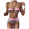 Women's Swimwear Womens Leopard Printed Brazilian Bikini Set Sexy Thong Swimsuit Two Pieces Bathing Suit Women Beach Wear