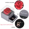 Presente de garotas Caixa de jóias de rosas preservadas naturais /W Colar de amor Eteternnal Flowers Jewelry Storage Case Birthday Gifts for Women