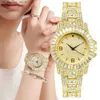 Montre-bracelets Luxury Gypsophile Gold Womens décontracté numérique avec des conceptions de diamants quartz ES Corloge cadeau en acier inoxydable 240409
