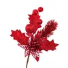 Fleurs décoratives PVC Branches de pin artificielles artisanat durable creux de feuilles de Noël simulées racine de simulation de paillettes
