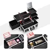 Förvaringslådor Makeup Train Case Organizer Box Professional Multi-Purpose Cosmetic With Gliding Trays Polish Slots