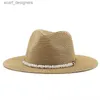 Brede rand hoeden emmer hoeden eenvoudige vintage panama hoed mannen strow fedora man man hat dames zomer strand Brits stijl chapeau jazz trilby cap sombrero y240409