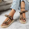 Sandals Womens Leopard Printela di prua Summer Fashion Spessa Soludo BEAC Outdoor Trend Scarpe casual Flat Lightweight H240409