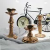 Candle Holders Vintage Candlestick Taper Resin Holder Retro Bronze Antique Floral Decorative Sticks For