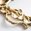Dekoratif figürinler ayna reçine tepsisi altın ginkgo yaprağı depolama Avrupa retro dikdörtgen mücevher ekran plaka tatlı atıştırmalık ev dekor