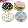 DA17 Mini Round Pocket Folding Makeup Mirror Vintage Double Sides Floral Printed Chinese Style Compact Cosmetic Portable 240409