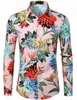 Koszule męskie Red Rose Hawaiian Shirts Floral Print koszule Mężczyzna Modna koszula długi rękaw na plażę Białe bluzkę Męskie odzież Pokolenie 240409