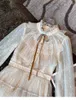 Casual jurken temperament voortreffelijke punt print kanten lange jurk voor vrouwen 2024 lente mouw bloemen ruches cake vestidos