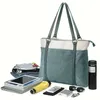 Andra väskor axelväskor kvinnor mode två-ton duk tygpåse axel handväska med flera fickor avslappnad arbetsväska
