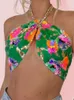 Kvinntankar Camis Flower Sequin Brodery Y2K Pink Summer Crop Top med halsband Fullt fodrad nattfest Camisole Chain J240409