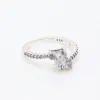 Neuankömmlinge Doppelherzherzfunkeln Ring Solid 925 Silber Frauen Freundin Geschenk Schmuck für Liebhaber CZ Diamond P Brand Fingernnagel Ringe mit Originalbox -Set