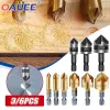 OAUEE 6/19mm Sayacı Lavabo Matkap Bit Seti 1/4 '' HEX SHANK HSS 5 Flüt Counterk 90 Derece Ahşap Pahalı Kesici Pah