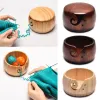 Wooden Yarn Bowl Woolen Knitting Storage Basket Organizer With Handmade Holes Prevent Slippage Storage Bag For Crochet Tool