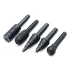 5pc Wood Carving File 1/4" 6mm Shank Diameter Rotary Burr Set Polish Rasp Power Drill Bit For Woodworking Hand Tools