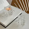 Mini Glass Storage Box Transparent Cosmetic Organizers Light Luxury Jewelry Holder Cases Desktop Glass Candle Holder Home Decor