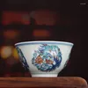 Cups Saucers Qing Yongzheng Hand Drawn Blue And White Doucai Group Phoenix Pattern Tea Cup Master Antique Ceramic Collection Set